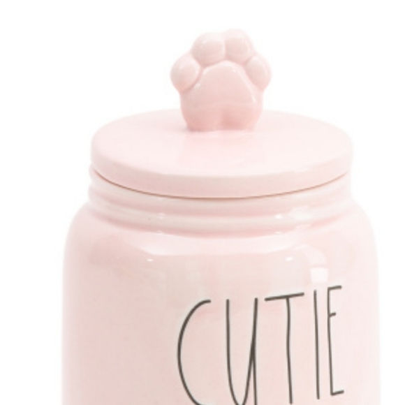Rae Dunn " Cutie Claws" Pink Ceramic Canister with Paw Topper - Picture 2 of 10
